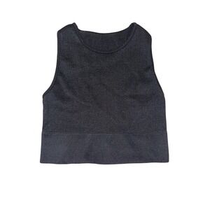 Gilly Hicks Go Recharge Seamless Crop Tank‎ Top Charcoal Black Ribbed Womens M